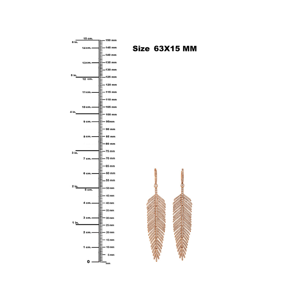 Natural Pave Diamond Leaf Shape Danglers In 18k Rose Gold Jewelry Gift For Her