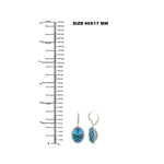 Beautiful Oval Blue Topaz Birthstone Pave Diamond Lever Back Danglers In 18k White Gold