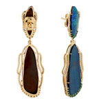 Natural Emerald & Diamond Opal Doublet Beautiful Danglers In 18k Yellow Gold Jewelry