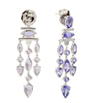 Tanzanite December Birthstone Beautiful Chandelier Earrings In 18k White Gold For Her