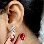 Marquise Cut Diamond Beautiful Handmade 18k White Gold Ear Jewelry For Her