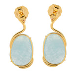 Oval Cut Aquamarine Pear Tourmaline Pave Diamond Antique Earrings In 18K Yellow Gold Jewelry