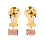 Pink Opal Tourmaline Mismatch Design Danglers Inn 18k Yellow Gold