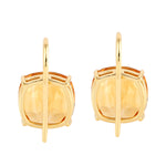 Cushion Cut Citrine November Birthstone Ear Hook In Yellow Gold