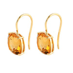Cushion Cut Citrine November Birthstone Ear Hook In Yellow Gold