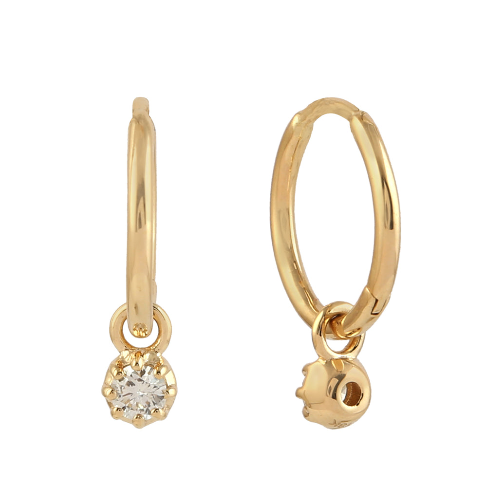 18K Yellow Gold Prong Diamond Vega Drop Earrings Jewelry For Her