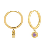 Purple Amethyst Gemstone Vega Hoop Earrings In 18k Yellow Gold For Her