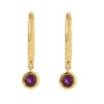 Purple Amethyst Gemstone Vega Hoop Earrings In 18k Yellow Gold For Her