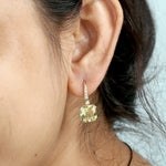 Lemon Quartz Pave Diamond Designer Ear Hook Earrings In 14k Yellow Gold