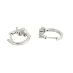 Natural Baguette Diamond 18K White Gold Huggies Earrings For Her