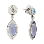 Marquise Iolite Prong Blue Topaz Pave Diamond Beautiful Dangler In White Gold