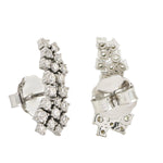 14K White Gold Pave Natural Diamond Designer Stud Earrings For Her