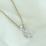 Flower Design Natural Diamond Charm Pendant 18K White Gold For Her