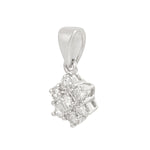 Flower Design Natural Diamond Charm Pendant 18K White Gold For Her