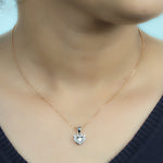 Natural Baguette Diamond Heart Charm Pendant 18K White Gold Jewelry