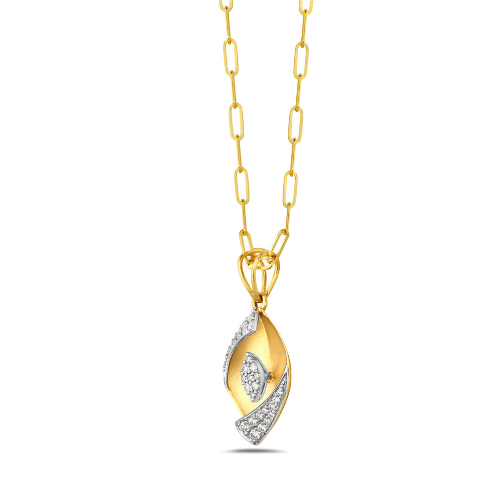 14K Yellow Gold Natural Diamond Antique Design Pendant Necklace