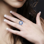 Baguette Sapphire Diamond Cocktail Ring In 18k White Gold