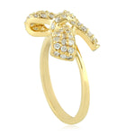 18K Yellow Gold Pave Diamond Handmade Bow Design Ring