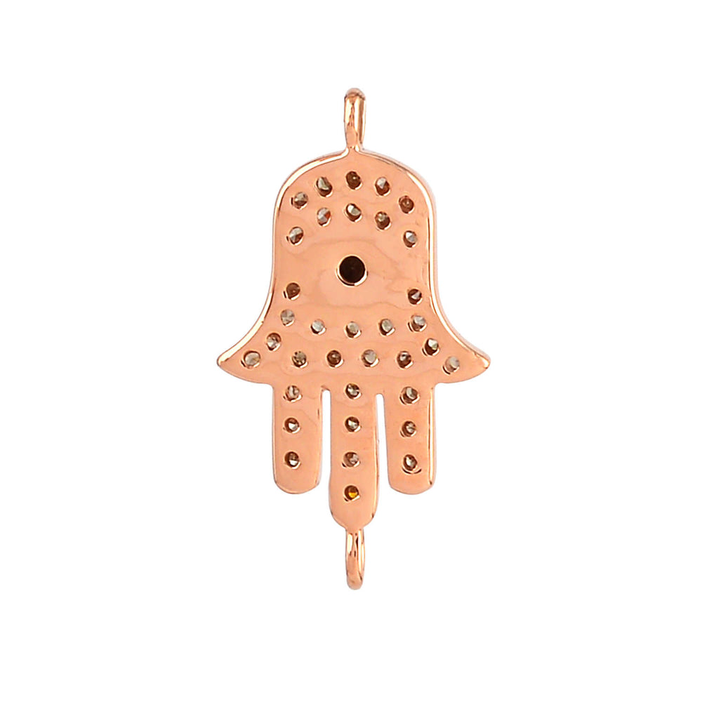 18K Rose Gold Pave Natural Ice Diamond Humsa Lock Finding For Sale