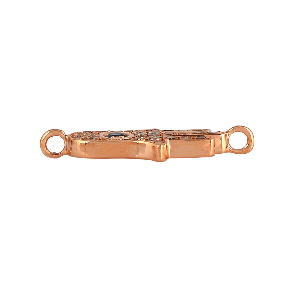 18K Rose Gold Pave Natural Ice Diamond Humsa Lock Finding For Sale