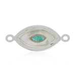 Marquise Cut Emerald MOP Pave Diamond Evil Eye Connector Finding In White Gold