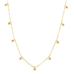 Natural Diamond 18k Yellow Gold Dot Bead Chain Necklace Dainty Jewelry For Her