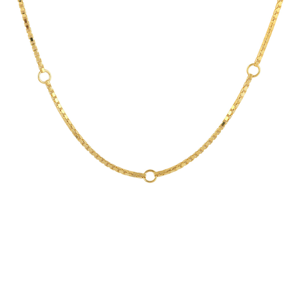 Solid 14k Yellow Gold Adjustable Box Chain Jewelry For Her