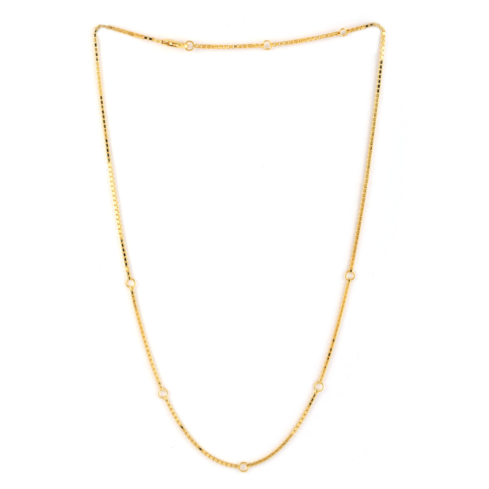 Solid 14k Yellow Gold Adjustable Box Chain Jewelry For Her