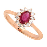 18k Rose Gold Natural Ruby Pave Diamond Beautiful Promise Ring