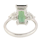 Baguette Tourmaline Diamond Dainty Ring In 18k White Gold