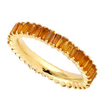 Baguette Citrine Band Ring 18k Solid Yellow Gold Gift