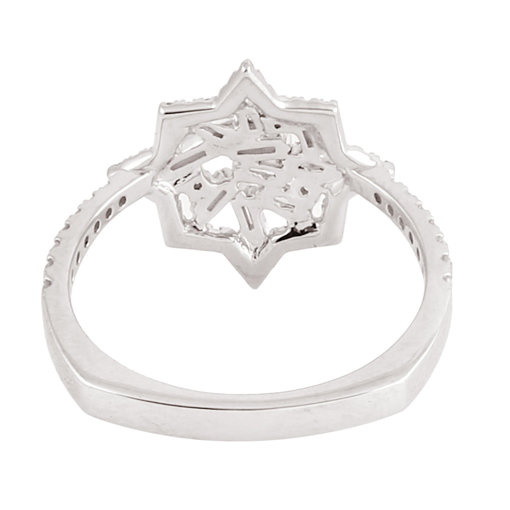 18K White Gold Baguette Diamond Star Ring