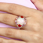 Solid 18k Gold  OpalEthopian Fire Opal Sapphire Cocktail Ring