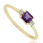 Square Cut Amethysrt Topaz Designer Delicate Ring In 14k Yellow Gold Ring