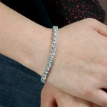 Heart Shaped Aquamarine Delicate Bracelet In 18k White Gold Gift For Her