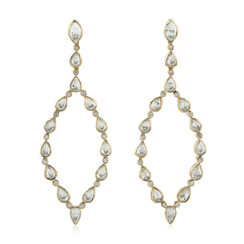 Diamond Drop Danglers In Solid 18k Gold