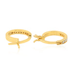 Pave Diamond Huggie Earrings Handmade 10k Yellow Gold Jewelry