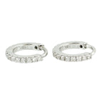 Natural Pave Diamond Huggie Earrings In 18k White Gold