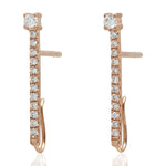 Natural Diamond Bar Design Stud Earrings In 18k Rose Gold