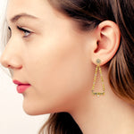 Natural Diamond Dangle Earrings 18K Yellow Gold Jewelry Gift