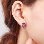 Tourmaline Stud Earrings 18k Rose Gold Diamond Jewelry