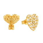 Natural Tapered Baguette Diamond Cluster Heart Earrings In 18k Yellow Gold