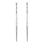 Pave Diamond Sleek Design Long Drop Danglers In 18k Gold