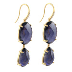 Faceted Lolite Diamond Hook Dangle In 18k Gold