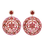 Natural Pink Tourmaline Cluster Design Danglers In 18k Rose Gold Diamond Jewelry