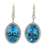 Beautiful Gemstone Topaz Diamond Liver back Danglers In 18k White Gold