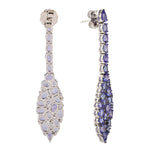 Oval Tanzanite Pave Diamond December Birthstone Beautiful Danglers in 18k White Gold