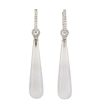 Chalcedony Pave Diamond 18k White Gold Drop Danglers For Her