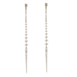 Natural Diamond Beautiful Long Drop Earrings In 18k White Gold Party wear