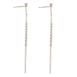 Natural Diamond Beautiful Long Drop Earrings In 18k White Gold Party wear